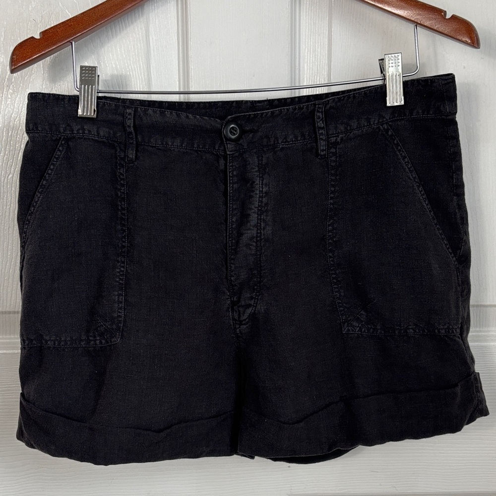 FRAME Washed Noir 100% Linen Shorts Button Fly Size Medium lightweight fabric